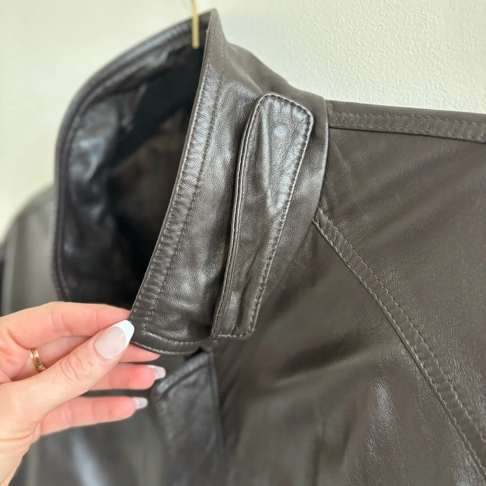 Bruno Magli Italian Brown Soft 100% Leather Made in Italy Jacket Size 42 Lined
